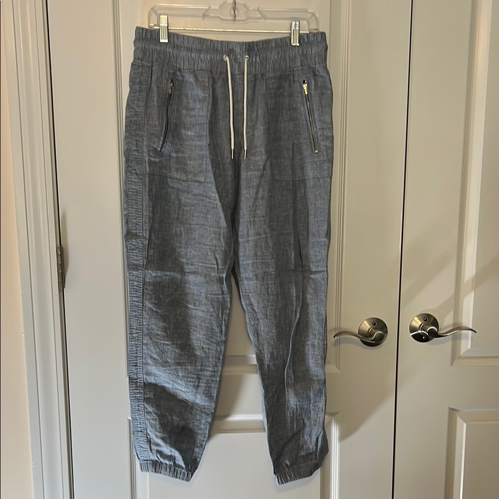 Athleta Gray Track Pants with Elastic Waistband and Tapered Ankles